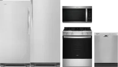 5 Piece Package Includes Refrigerator, Freezer, Range, Microwave And Dishwasher