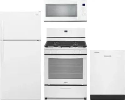 4 Piece Package Includes Refrigerator, Range, Microwave And Dishwasher
