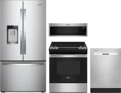 4 Piece Package Includes Refrigerator, Range, Microwave And Dishwasher