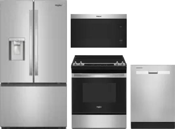 4 Piece Package Includes Refrigerator, Range, Microwave And Dishwasher