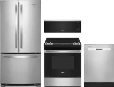 4 Piece Package Includes Refrigerator, Range, Microwave And Dishwasher