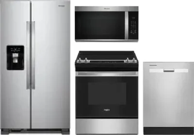 4 Piece Package Includes Refrigerator, Range, Microwave And Dishwasher