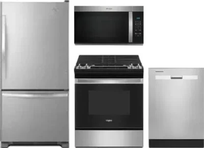 4 Piece Package Includes Refrigerator, Range, Microwave And Dishwasher