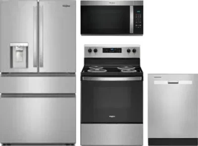 4 Piece Package Includes Refrigerator, Range, Microwave And Dishwasher