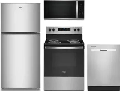 4 Piece Package Includes Refrigerator, Range, Microwave And Dishwasher
