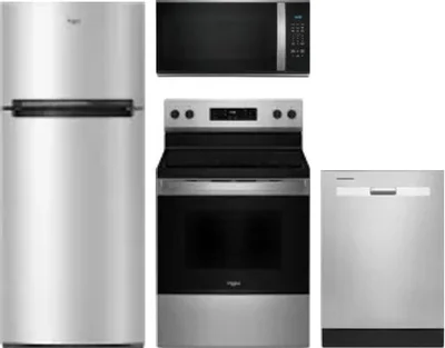 4 Piece Package Includes Refrigerator, Range, Microwave And Dishwasher