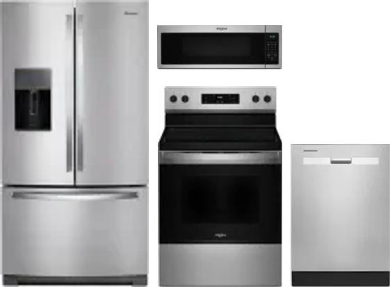 4 Piece Package Includes Refrigerator, Range, Microwave And Dishwasher