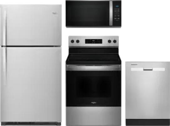 4 Piece Package Includes Refrigerator, Range, Microwave And Dishwasher