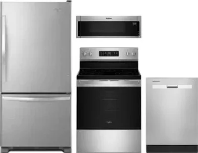 4 Piece Package Includes Refrigerator, Range, Microwave And Dishwasher
