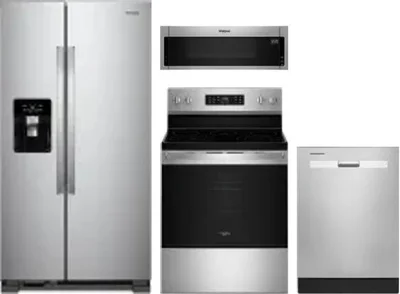 4 Piece Package Includes Refrigerator, Range, Microwave And Dishwasher