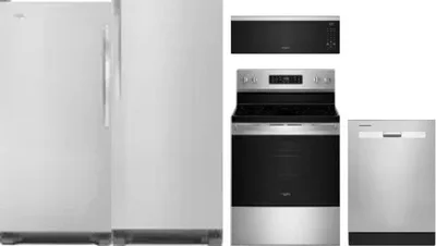 5 Piece Package Includes Refrigerator, Freezer, Range, Microwave And Dishwasher