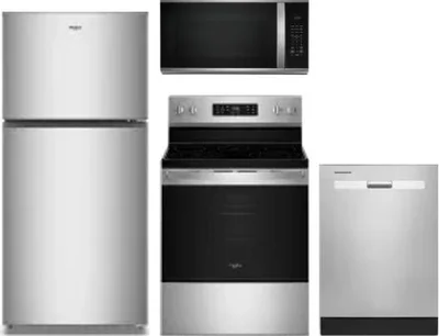4 Piece Package Includes Refrigerator, Range, Microwave And Dishwasher