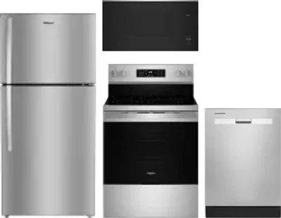 4 Piece Package Includes Refrigerator, Range, Microwave And Dishwasher