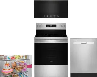 4 Piece Package Includes Refrigerator, Range, Microwave And Dishwasher