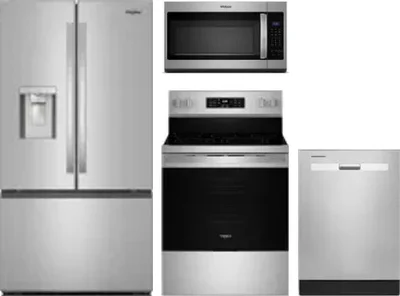 4 Piece Package Includes Refrigerator, Range, Microwave And Dishwasher
