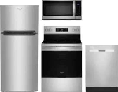4 Piece Package Includes Refrigerator, Range, Microwave And Dishwasher