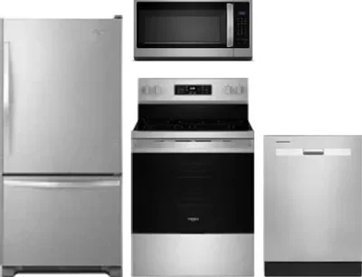 4 Piece Package Includes Refrigerator, Range, Microwave And Dishwasher