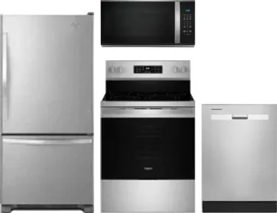 4 Piece Package Includes Refrigerator, Range, Microwave And Dishwasher