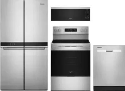 4 Piece Package Includes Refrigerator, Range, Microwave And Dishwasher