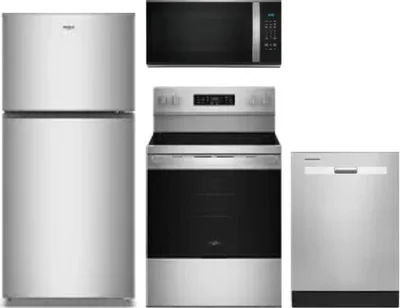 4 Piece Package Includes Refrigerator, Range, Microwave And Dishwasher
