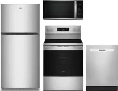 4 Piece Package Includes Refrigerator, Range, Microwave And Dishwasher