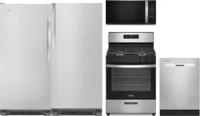 5 Piece Package Includes Refrigerator, Freezer, Range, Microwave And Dishwasher