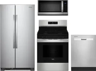 4 Piece Package Includes Refrigerator, Range, Microwave And Dishwasher