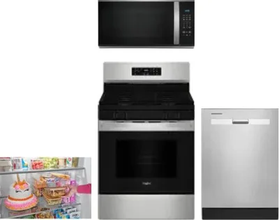 4 Piece Package Includes Refrigerator, Range, Microwave And Dishwasher
