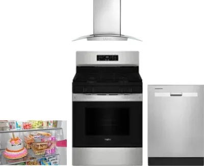 4 Piece Package Includes Refrigerator, Range, Hood And Dishwasher