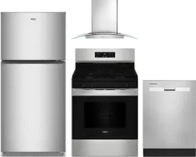 4 Piece Package Includes Refrigerator, Range, Hood And Dishwasher