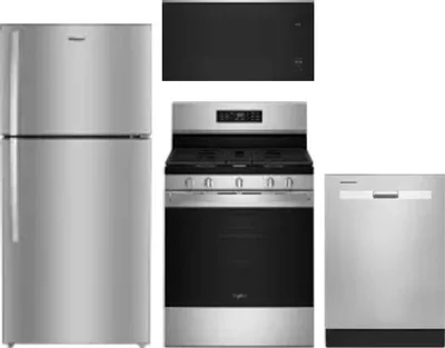 4 Piece Package Includes Refrigerator, Range, Microwave And Dishwasher