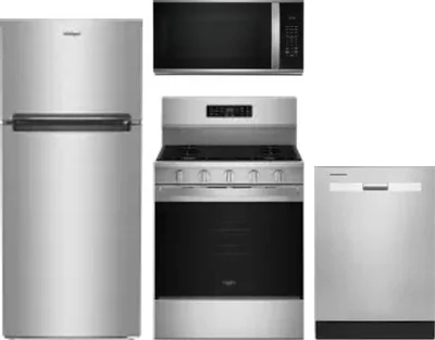 4 Piece Package Includes Refrigerator, Range, Microwave And Dishwasher
