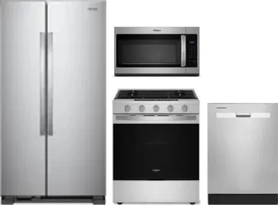 4 Piece Package Includes Refrigerator, Range, Microwave And Dishwasher