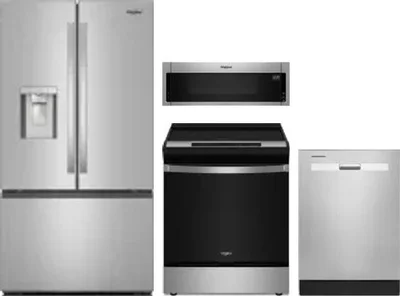 4 Piece Package Includes Refrigerator, Range, Microwave And Dishwasher