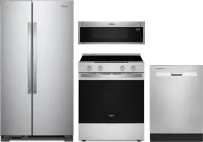 4 Piece Package Includes Refrigerator, Range, Microwave And Dishwasher