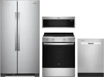 4 Piece Package Includes Refrigerator, Range, Microwave And Dishwasher