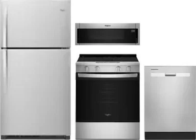 4 Piece Package Includes Refrigerator, Range, Microwave And Dishwasher