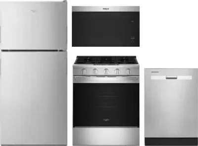 4 Piece Package Includes Refrigerator, Range, Microwave And Dishwasher