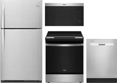 4 Piece Package Includes Refrigerator, Range, Microwave And Dishwasher