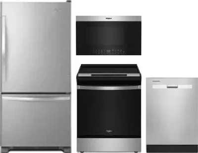 4 Piece Package Includes Refrigerator, Range, Microwave And Dishwasher