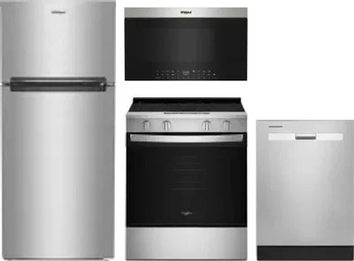 4 Piece Package Includes Refrigerator, Range, Microwave And Dishwasher
