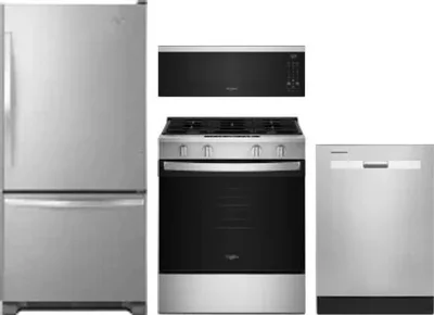 4 Piece Package Includes Refrigerator, Range, Microwave And Dishwasher