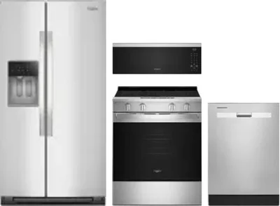 4 Piece Package Includes Refrigerator, Range, Microwave And Dishwasher