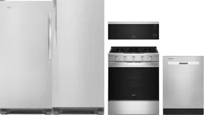 5 Piece Package Includes Refrigerator, Freezer, Range, Microwave And Dishwasher