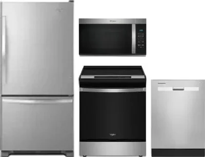 4 Piece Package Includes Refrigerator, Range, Microwave And Dishwasher