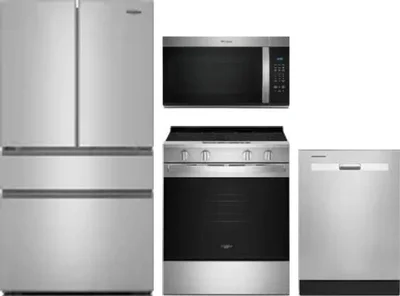 4 Piece Package Includes Refrigerator, Range, Microwave And Dishwasher