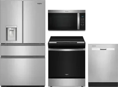 4 Piece Package Includes Refrigerator, Range, Microwave And Dishwasher