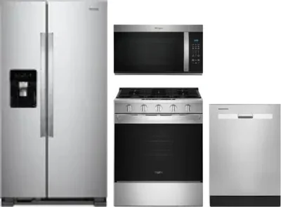 4 Piece Package Includes Refrigerator, Range, Microwave And Dishwasher