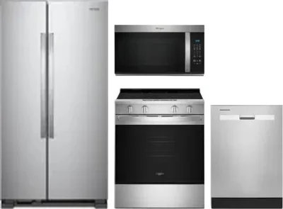 4 Piece Package Includes Refrigerator, Range, Microwave And Dishwasher