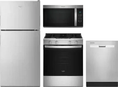 4 Piece Package Includes Refrigerator, Range, Microwave And Dishwasher